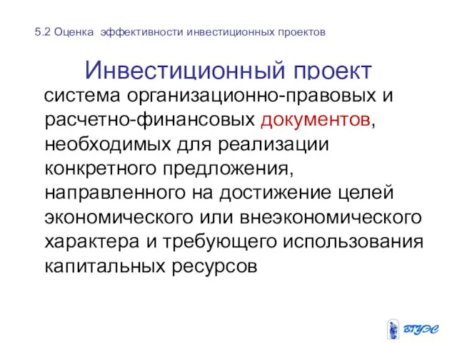 Инвестиционный проект система организационно-правовых и расчетно-финансовых документов, необходимых для реализации конкретного