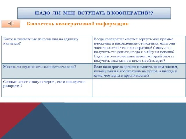 НАДО ЛИ МНЕ ВСТУПАТЬ В КООПЕРАТИВ?? Бюллетень кооперативной информации