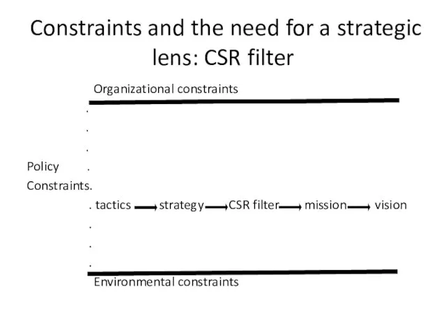 Constraints and the need for a strategic lens: CSR filter Organizational