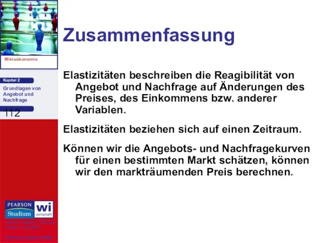 Zusammenfassung Elastizitäten beschreiben die Reagibilität von Angebot und Nachfrage auf Änderungen