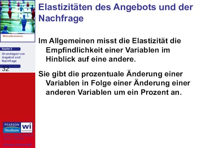 Elastizitäten des Angebots und der Nachfrage Im Allgemeinen misst die Elastizität