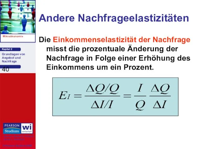 Andere Nachfrageelastizitäten Die Einkommenselastizität der Nachfrage misst die prozentuale Änderung der