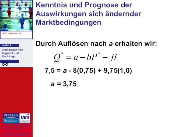 Durch Auflösen nach a erhalten wir: 7,5 = a - 8(0,75)