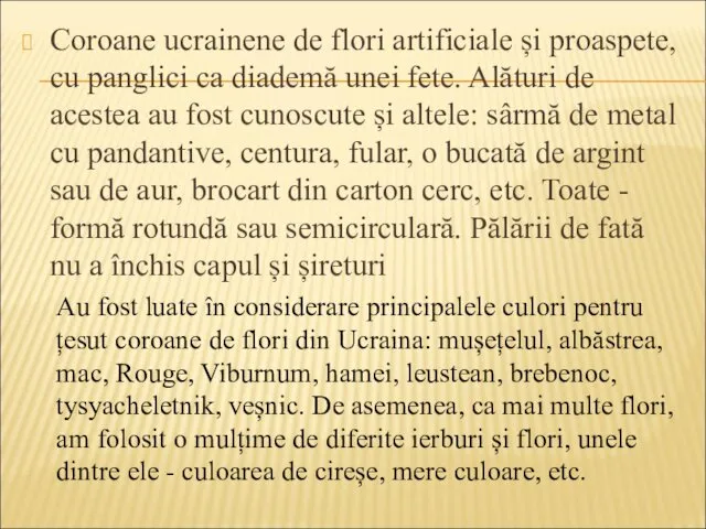 Coroane ucrainene de flori artificiale și proaspete, cu panglici ca diademă