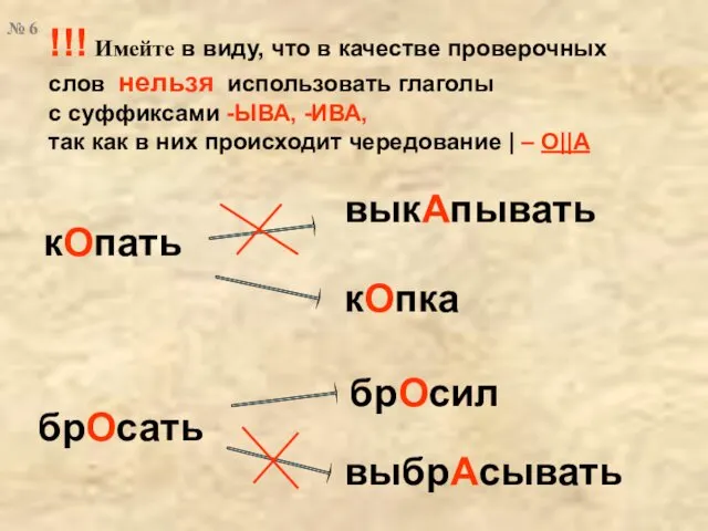 !!! Имейте в виду, что в качестве проверочных слов нельзя использовать