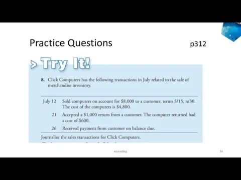 Practice Questions p312 accounting