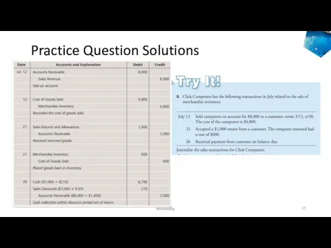 Practice Question Solutions accounting