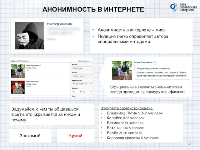 АНОНИМНОСТЬ В ИНТЕРНЕТЕ Анонимность в интернете – миф. Полиция легко определяет