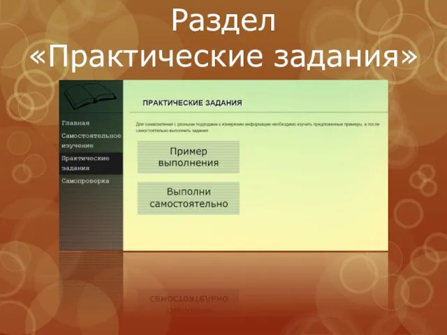 Раздел «Практические задания»