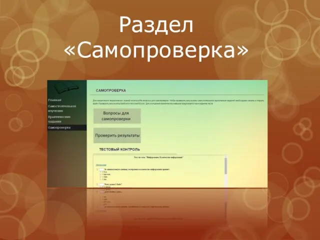 Раздел «Самопроверка»
