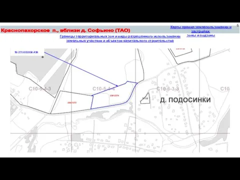 Краснопахорское п., вблизи д. Софьино (ТАО) Границы территориальных зон и виды