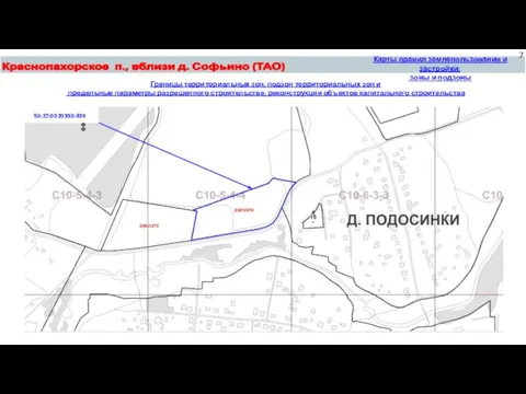 Краснопахорское п., вблизи д. Софьино (ТАО) Границы территориальных зон, подзон территориальных