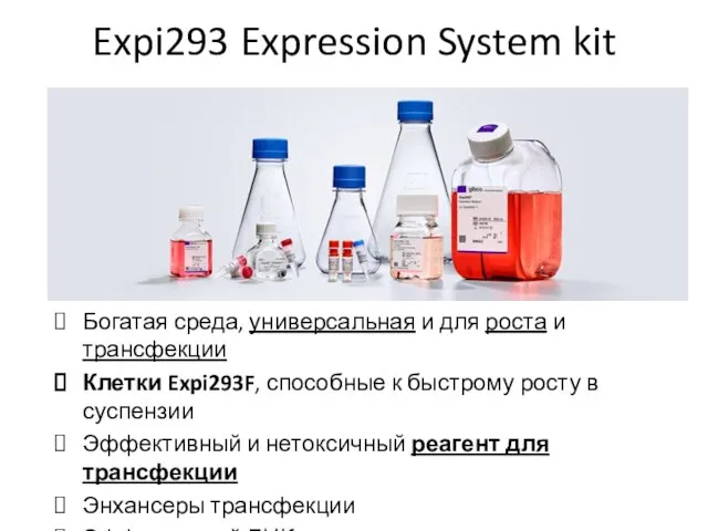Expi293 Expression System kit Богатая среда, универсальная и для роста и