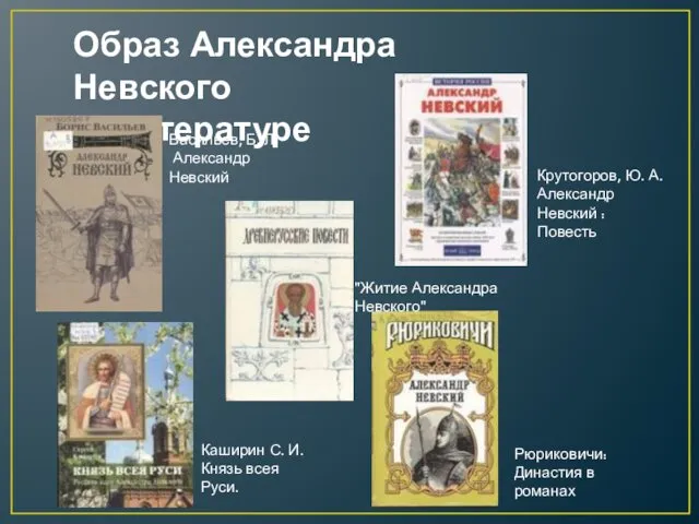 Образ Александра Невского в литературе Рюриковичи: Династия в романах Крутогоров, Ю.