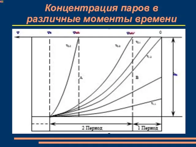 Концентрация паров в различные моменты времени