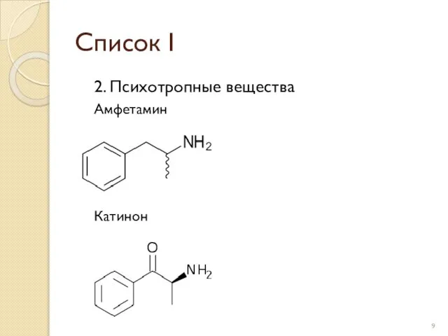 Список I 2. Психотропные вещества Амфетамин Катинон