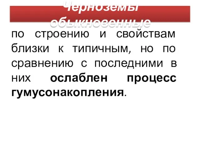 Черноземы обыкновенные по строению и свойствам близки к типичным, но по