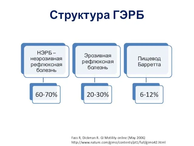 Структура ГЭРБ Fass R, Dickman R. GI Motility online (May 2006) http://www.nature.com/gimo/contents/pt1/full/gimo42.html