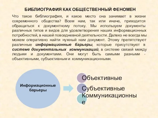 БИБЛИОГРАФИЯ КАК ОБЩЕСТВЕННЫЙ ФЕНОМЕН Что такое библиография, и какое место она