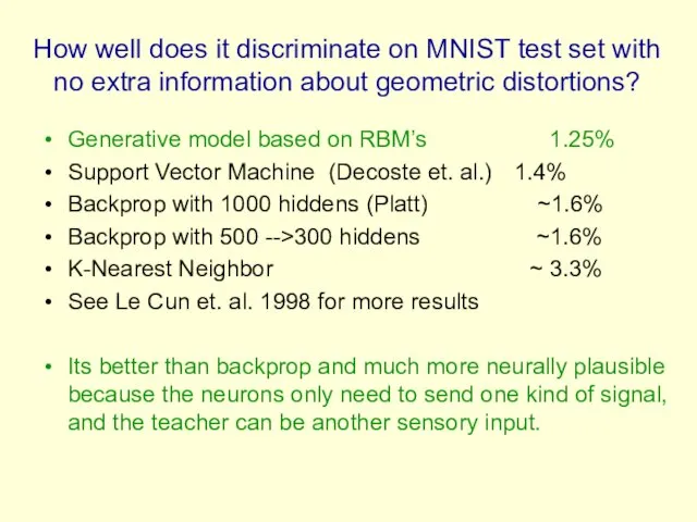 How well does it discriminate on MNIST test set with no