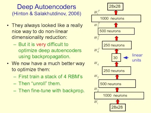 Deep Autoencoders (Hinton & Salakhutdinov, 2006) They always looked like a