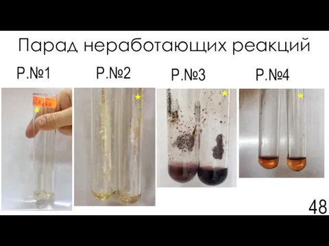 Парад неработающих реакций Р.№2 Р.№3 Р.№1 Р.№4