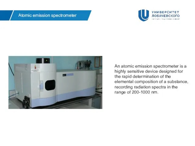 Atomic emission spectrometer An atomic emission spectrometer is a highly sensitive