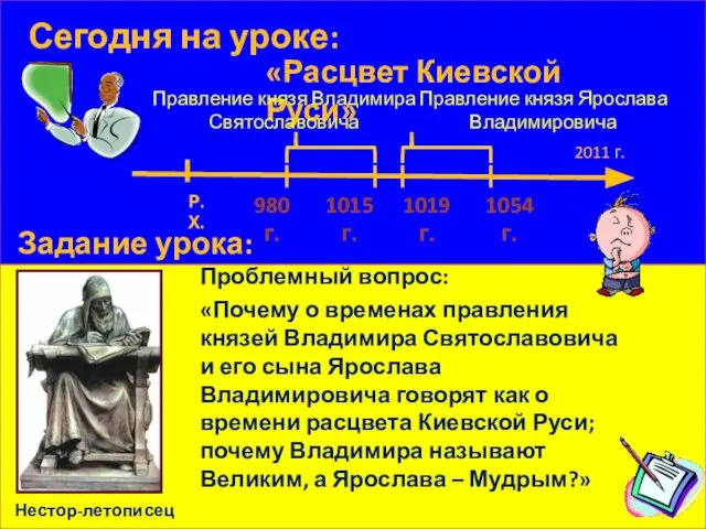 Р. Х. «Расцвет Киевской Руси» 2011 г. Сегодня на уроке: Проблемный