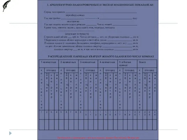 Инструкция о проведении учета жилищного фондав Российской Федерации