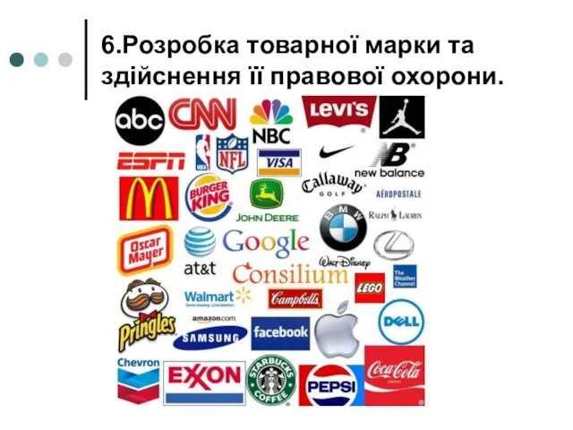 6.Розробка товарної марки та здійснення її правової охорони.