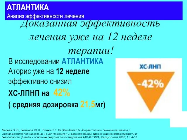 Доказанная эффективность лечения уже на 12 неделе терапии! В исследовании АТЛАНТИКА