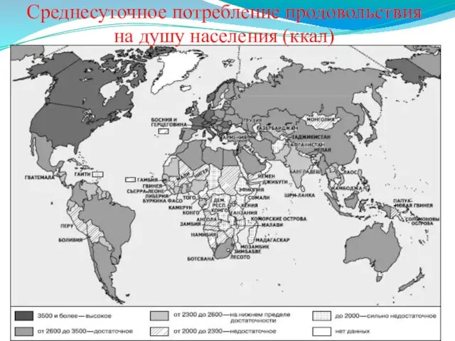 Среднесуточное потребление продовольствия на душу населения (ккал)