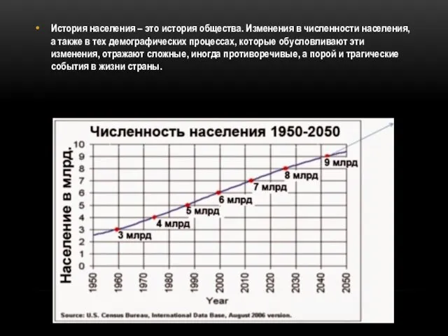 История населения – это история общества. Изменения в численности населения, а