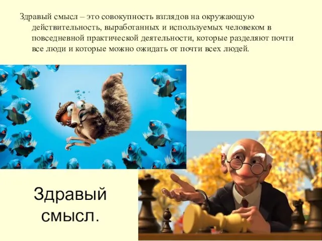 Здравый смысл. Здравый смысл – это совокупность взглядов на окружающую действительность,