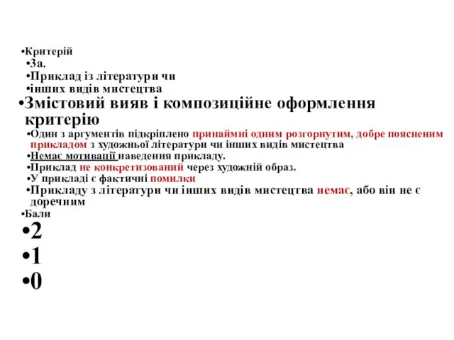 Критерій 3а. Приклад із літератури чи інших видів мистецтва Змістовий вияв