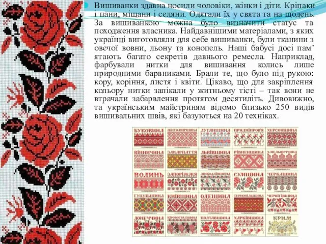 Вишиванки здавна носили чоловіки, жінки і діти. Кріпаки і пани, міщани