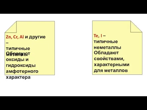 Zn, Cr, Al и другие – типичные металлы Образуют оксиды и