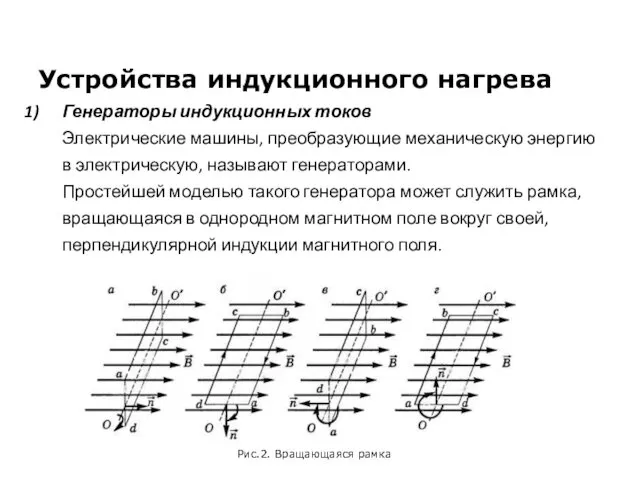 Устройства индукционного нагрева Генераторы индукционных токов Электрические машины, преобразующие механическую энергию