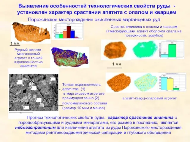 Выявление особенностей технологических свойств руды - установлен характер срастания апатита с