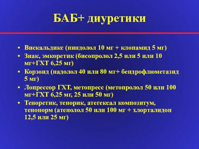 БАБ+ диуретики Вискальдикс (пиндолол 10 мг + клопамид 5 мг) Зиак,