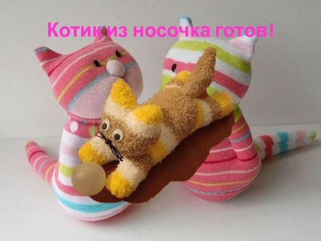 Котик из носочка готов!