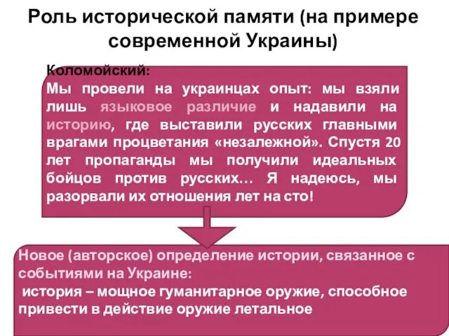 Роль исторической памяти (на примере современной Украины) Коломойский: Мы провели на