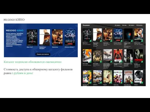 Каталог подписки обновляется ежемесячно Стоимость доступа к обширному каталогу фильмов равна