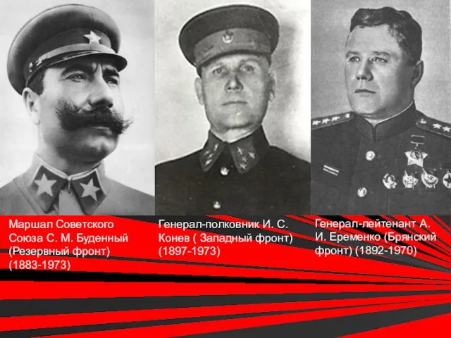 Маршал Советского Союза С. М. Буденный (Резервный фронт) (1883-1973) Генерал-полковник И.