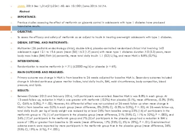 JAMA. 2015 Dec 1;314(21):2241-50. doi: 10.1001/jama.2015.16174. Abstract IMPORTANCE: Previous studies assessing