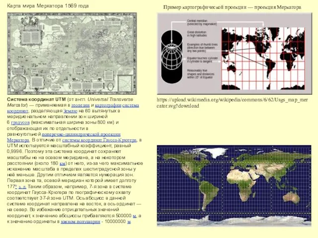 Карта мира Меркатора 1569 года Пример картографической проекции — проекция Меркатора