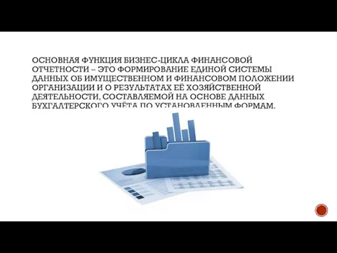 ОСНОВНАЯ ФУНКЦИЯ БИЗНЕС-ЦИКЛА ФИНАНСОВОЙ ОТЧЕТНОСТИ – ЭТО ФОРМИРОВАНИЕ ЕДИНОЙ СИСТЕМЫ ДАННЫХ