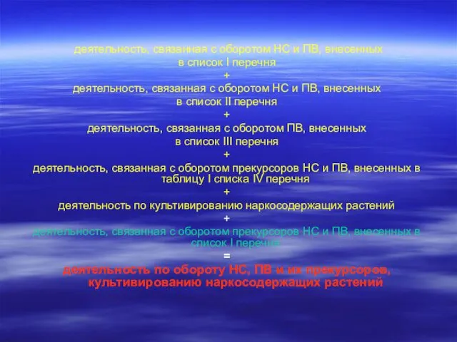 деятельность, связанная с оборотом НС и ПВ, внесенных в список I