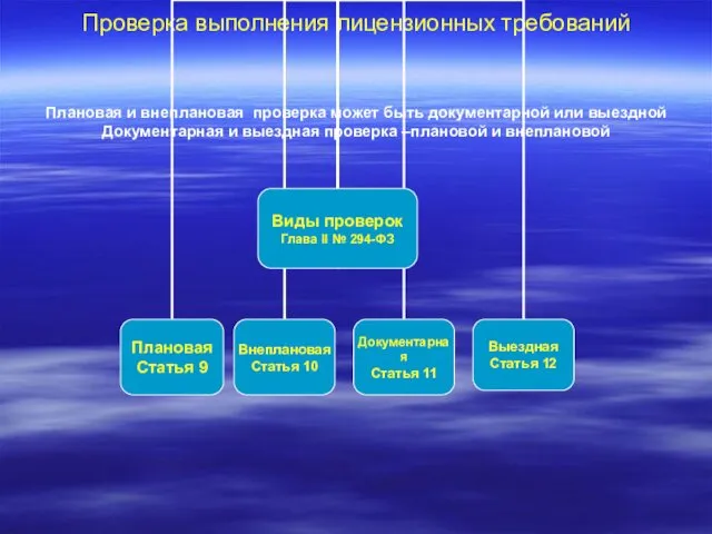 Проверка выполнения лицензионных требований Плановая и внеплановая проверка может быть документарной