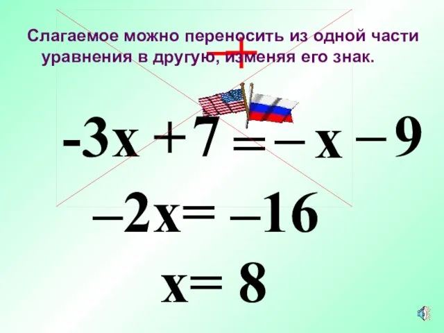 -3x + 7 = x – 9 – + – –2x=